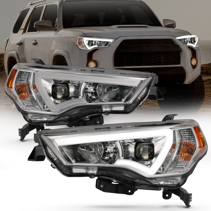 ANZO 14-18 Toyota 4 Runner Plank Style Projector Headlights Chrome - 111417-C-Dub Tech