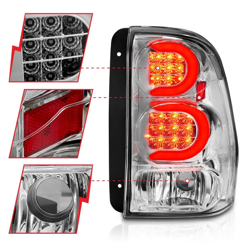 ANZO 2002-2009 Chevrolet Trailblazer LED Tail Lights w/ Light Bar - 311373-C-Dub Tech