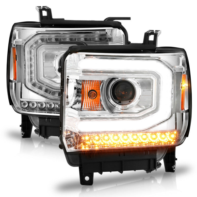 ANZO 2014-2015 Gmc Sierra 1500 Projector Headlights w/ Light Bar - 111514-C-Dub Tech