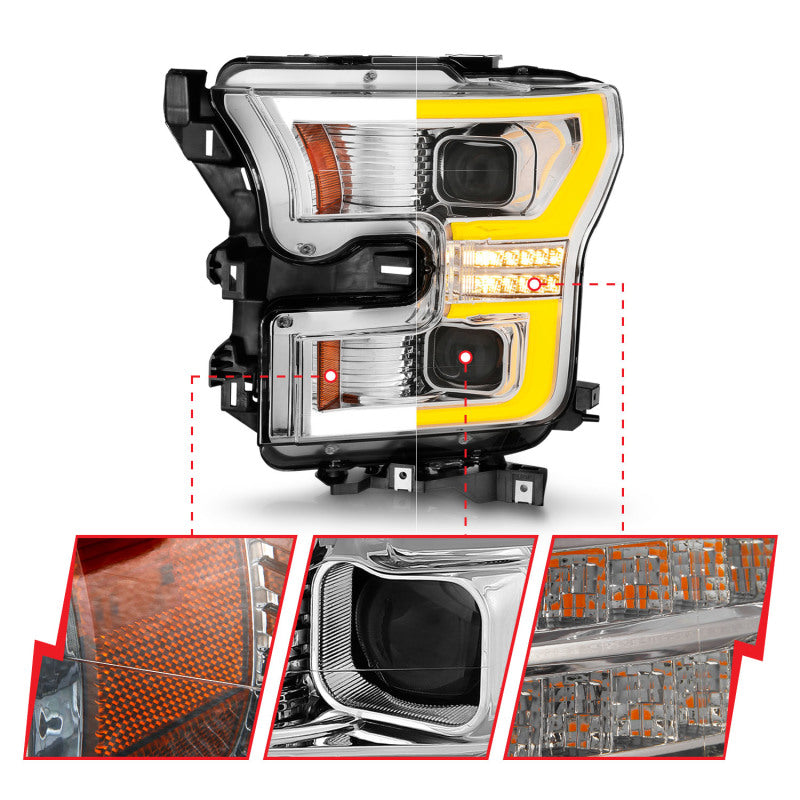ANZO 15-17 Ford F-150 LED Projector Headlights - w/ Light - 111548-C-Dub Tech