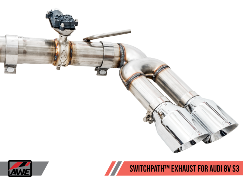 AWE Tuning Audi 8V S3 SwitchPath Exhaust w/Chrome Silver Tips - 3025-42068-C-Dub Tech