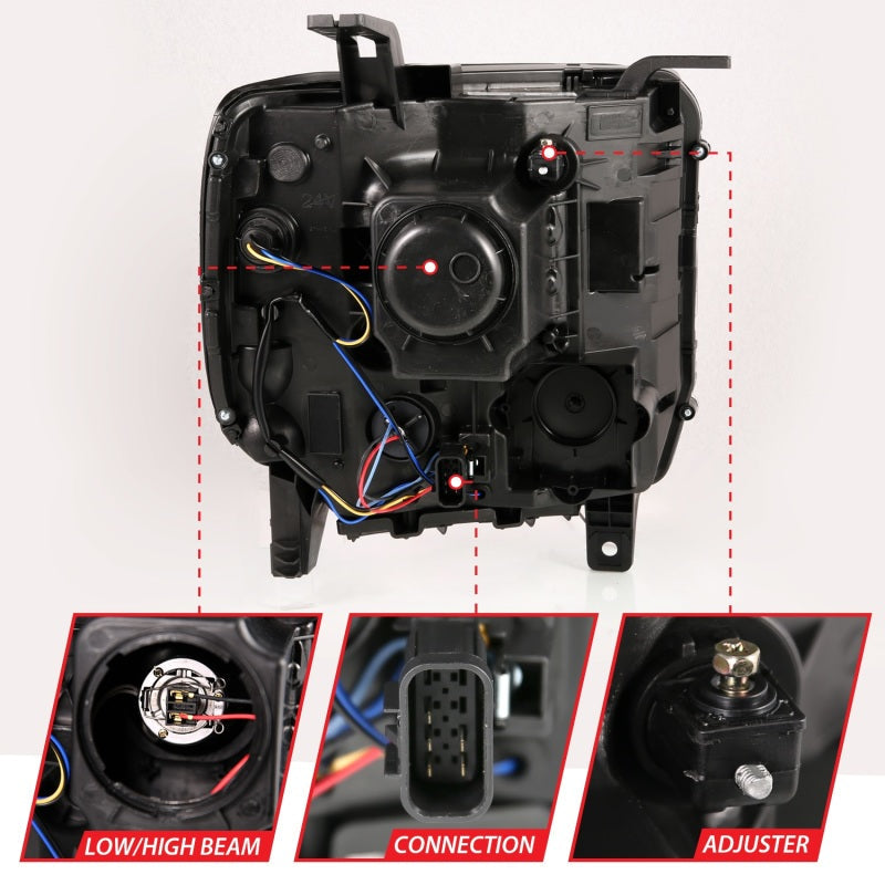 ANZO 2014-2015 Gmc Sierra 1500HD Projector Plank Style Headlight Black - 111450-C-Dub Tech