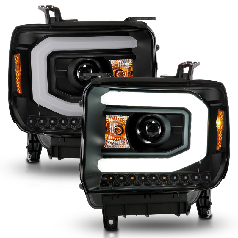 ANZO 2014-2015 GMC Sierra 1500 Projector Headlights w/ Light Bar - 111513-C-Dub Tech