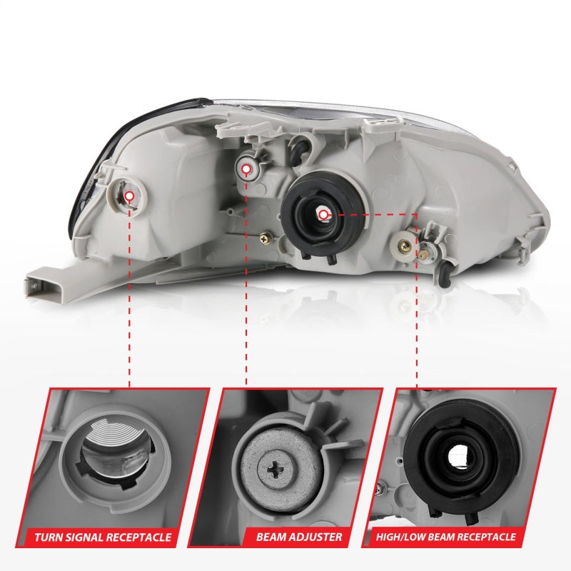ANZO 1996-1998 Honda Civic Crystal Headlights Black - 121067-C-Dub Tech