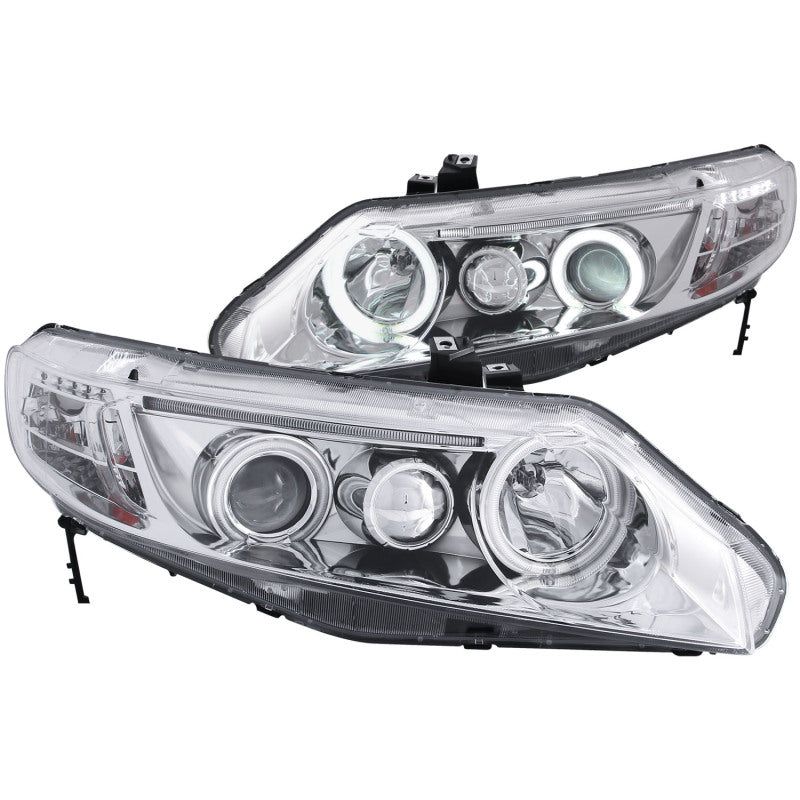 ANZO 2006-2011 Honda Civic Projector Headlights w/ Halo Chrome (CCFL) - 121061-C-Dub Tech