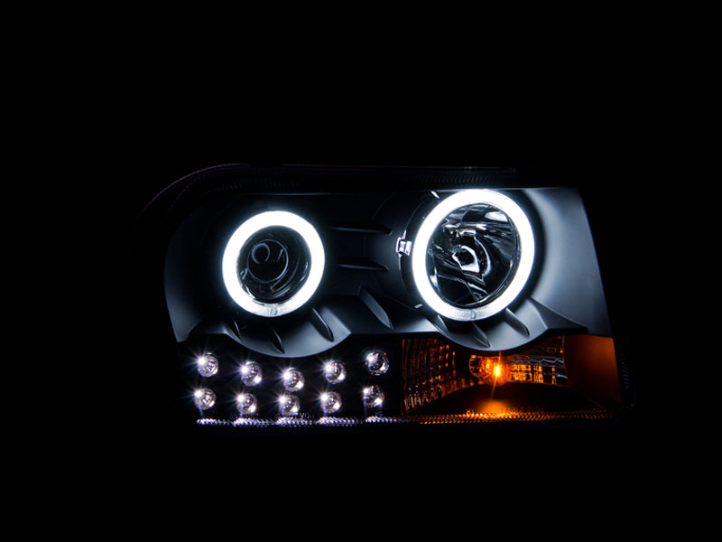 ANZO 2005-2010 Chrysler 300 Projector Headlights w/ Halo Black (Does - 121152-C-Dub Tech