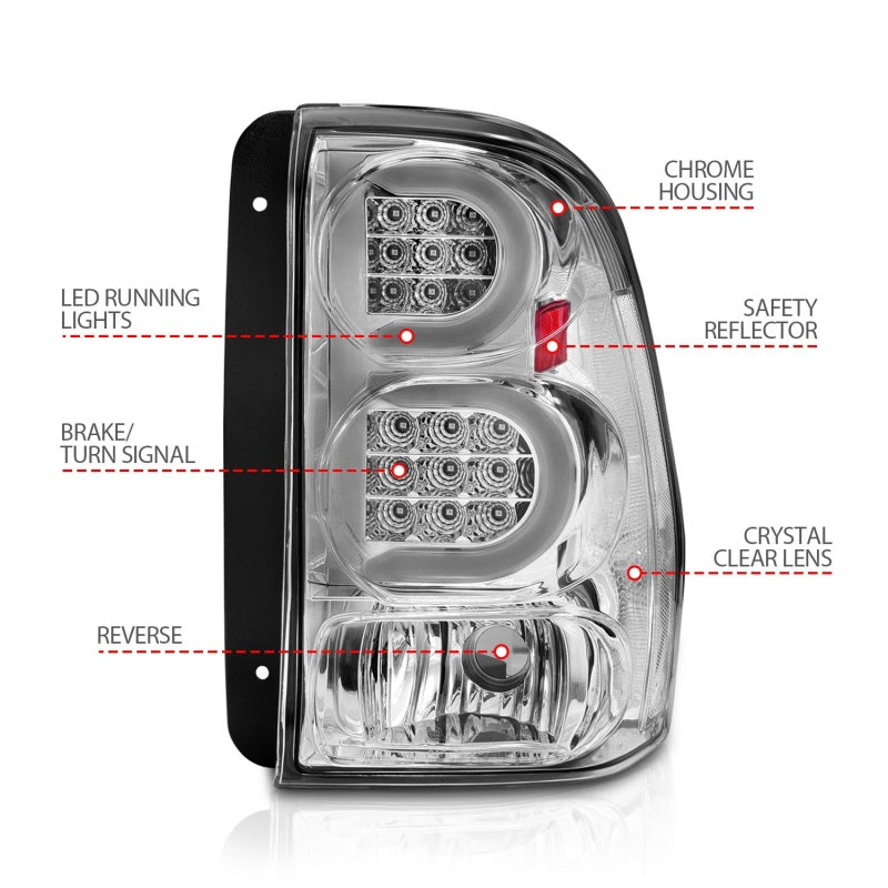 ANZO 2002-2009 Chevrolet Trailblazer LED Tail Lights w/ Light Bar - 311373-C-Dub Tech