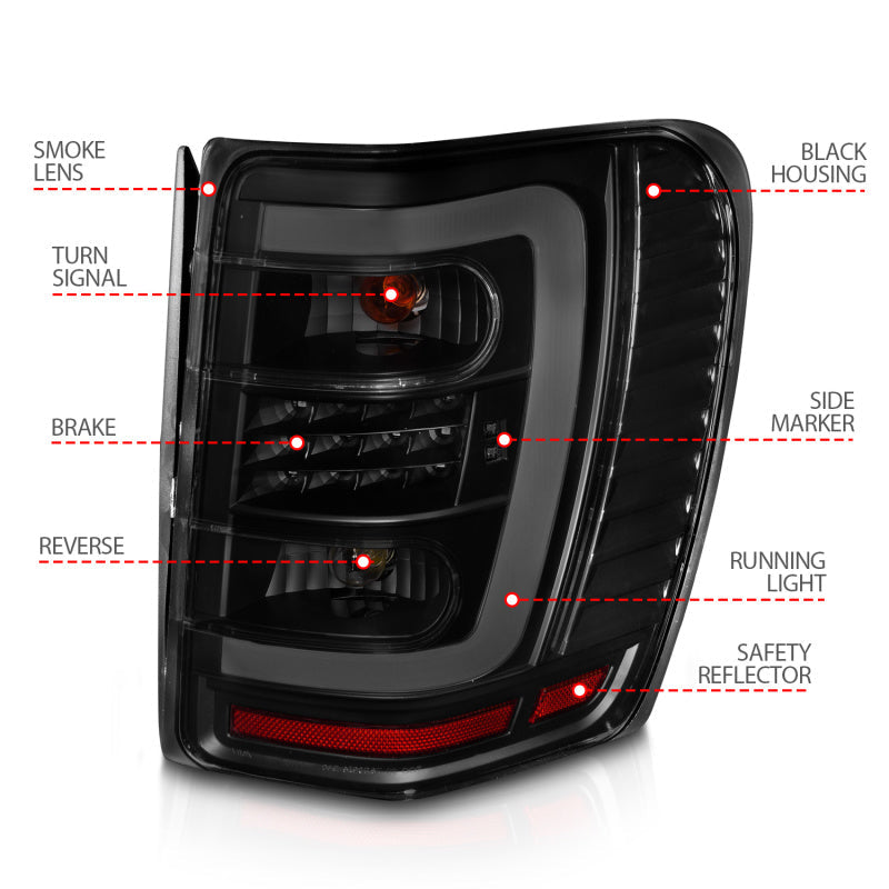 ANZO 1999-2004 Jeep Grand Cherokee LED Tail Lights w/ Light - 311395-C-Dub Tech