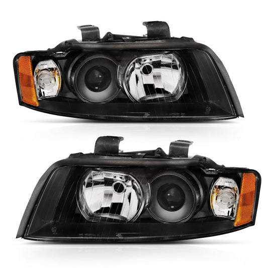 ANZO 2002-2005 Audi A4 Projector Headlight Black G2 (Halogen Type) - 121528-C-Dub Tech