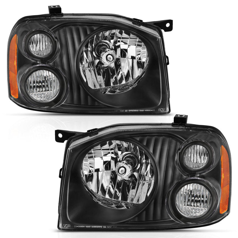 ANZO 2001-2004 Nissan Frontier Se Crystal Headlight Black Amber Reflector - 111433-C-Dub Tech
