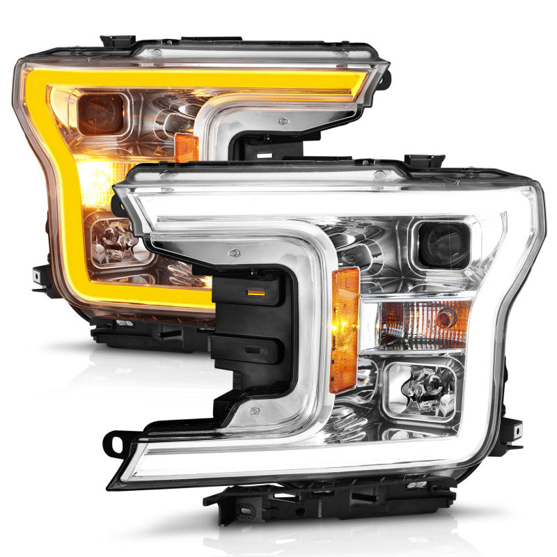 ANZO 2018-2020 Ford F-150 Projector Headlight w/Plank Style Switchback Chrome - 111510-C-Dub Tech