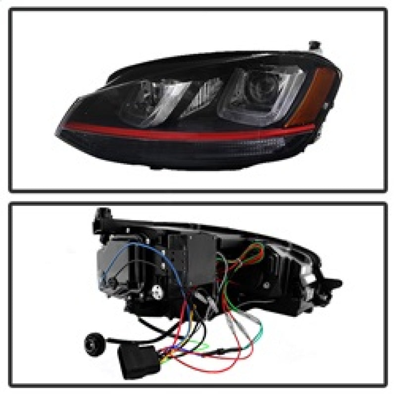 Spyder Volkswagen Golf VII 14-16 Projector Headlights DRL LED Red - 5080592