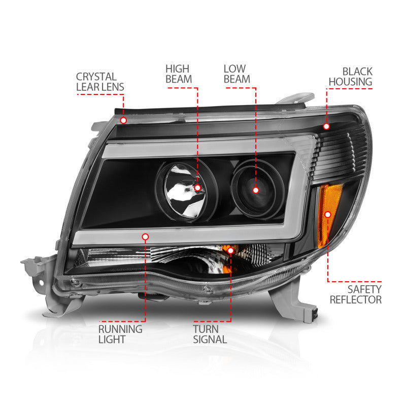 ANZO 05-09 Toyota Tacoma Projector Light Bar Style Headlights w/ - 111517-C-Dub Tech