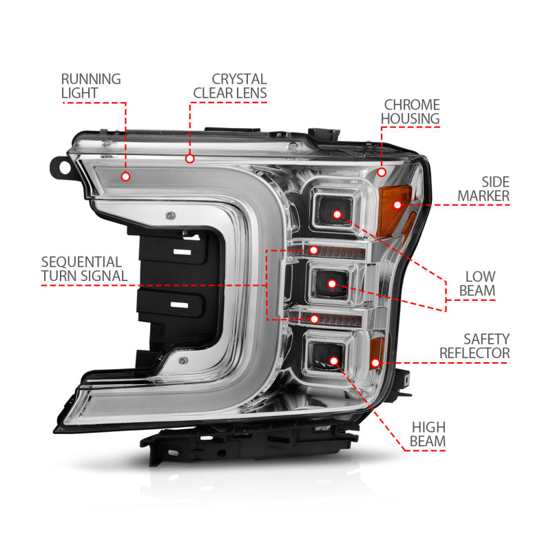 Anzo 18-20 Ford F-150 Full Led Projector Light Bar Style - 111521-C-Dub Tech