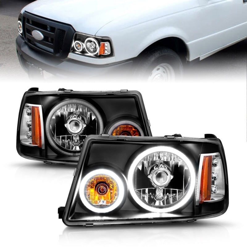 ANZO 2001-2011 Ford Ranger Projector Headlights w/ Halo Black (CCFL) - 111152-C-Dub Tech