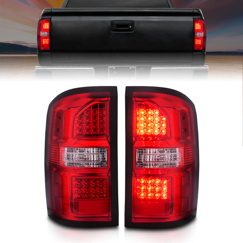 ANZO 2014-2018 GMC Sierra LED Tail Lights Black Housing Red/Clear - 311399-C-Dub Tech