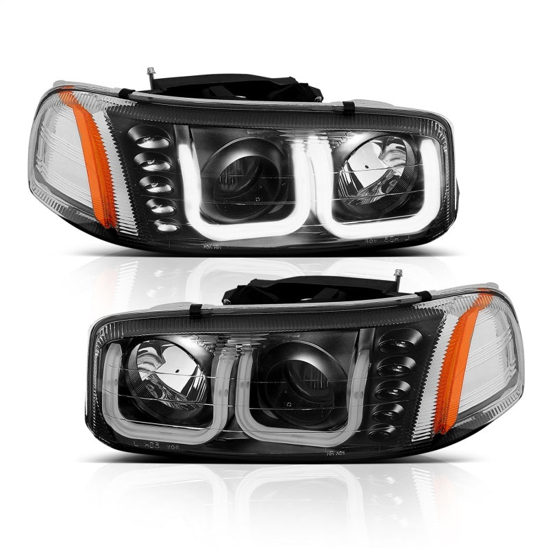 ANZO 1999-2006 Gmc Sierra 1500 Projector Headlights w/ U-Bar Black - 111303-C-Dub Tech