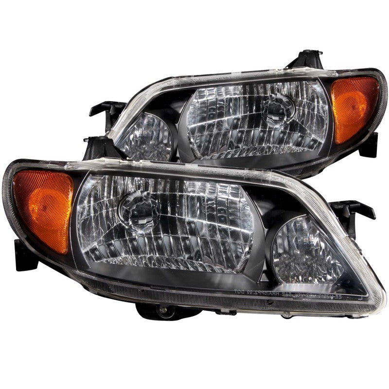 ANZO 2001-2003 Mazda Protege Crystal Headlights Black - 121107-C-Dub Tech