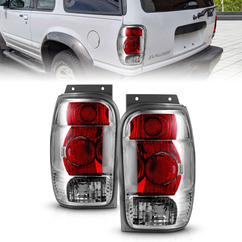 ANZO 1998-2001 Ford Explorer Taillights Chrome - 211082-C-Dub Tech