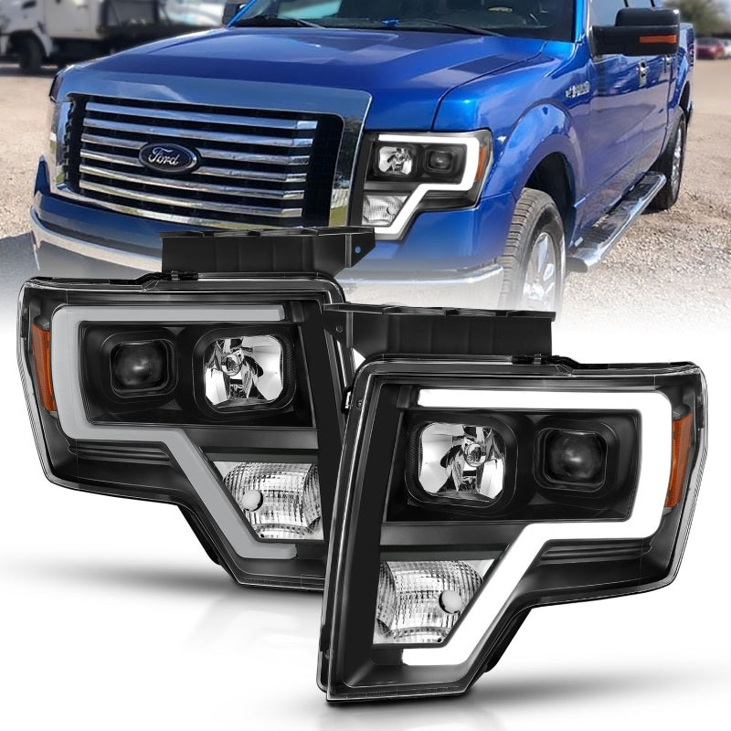 ANZO 2009-2014 Ford F-150 Projector Light Bar H.L Black Amber - 111443-C-Dub Tech