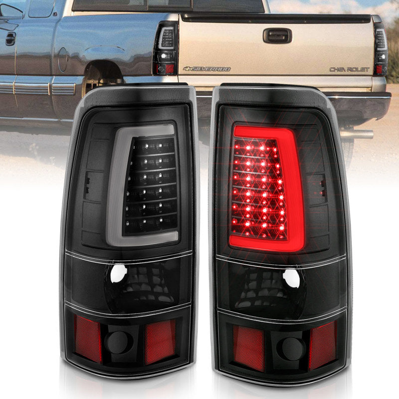 ANZO 1999-2002 Chevy Silverado 1500 LED Taillights Plank Style Black - 311330-C-Dub Tech
