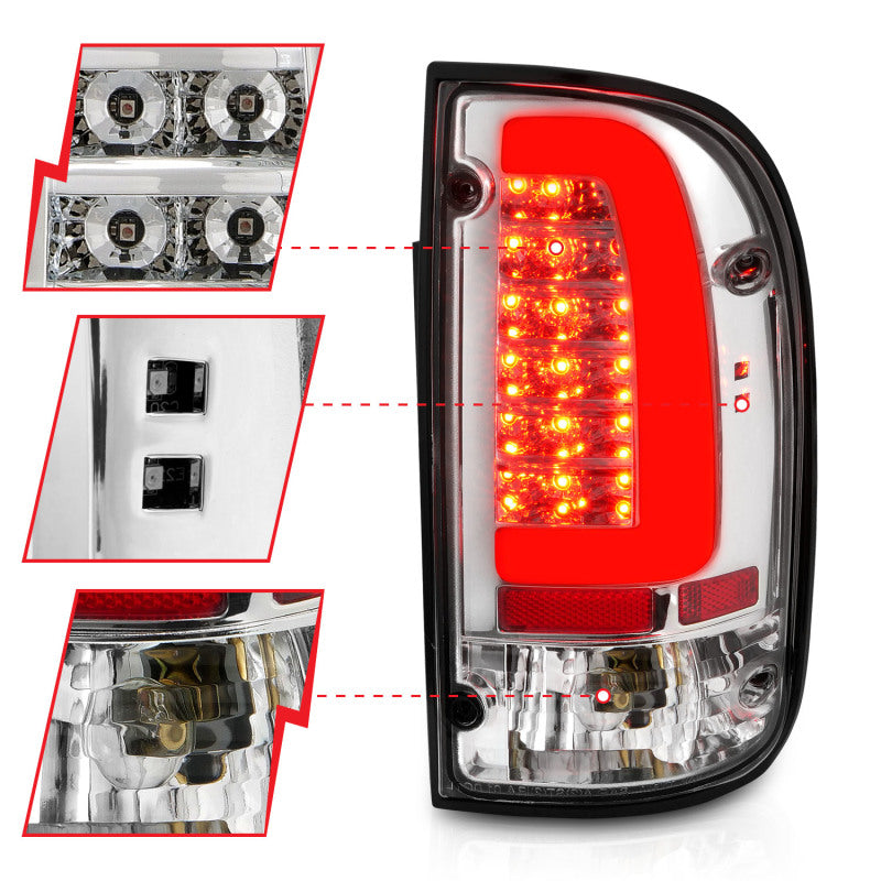ANZO 1995-2004 Toyota Tacoma LED Taillights Chrome Housing Clear Lens - 311355-C-Dub Tech