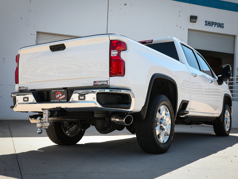 aFe Large Bore-HD 4in 409SS DPF-Back Exhaust System w/Polished Tips - 49-44126-P-C-Dub Tech