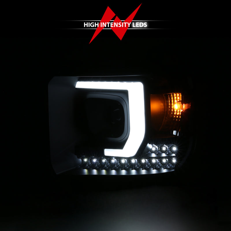ANZO 2014-2015 Gmc Sierra 1500HD Projector Plank Style Headlight Black - 111450-C-Dub Tech