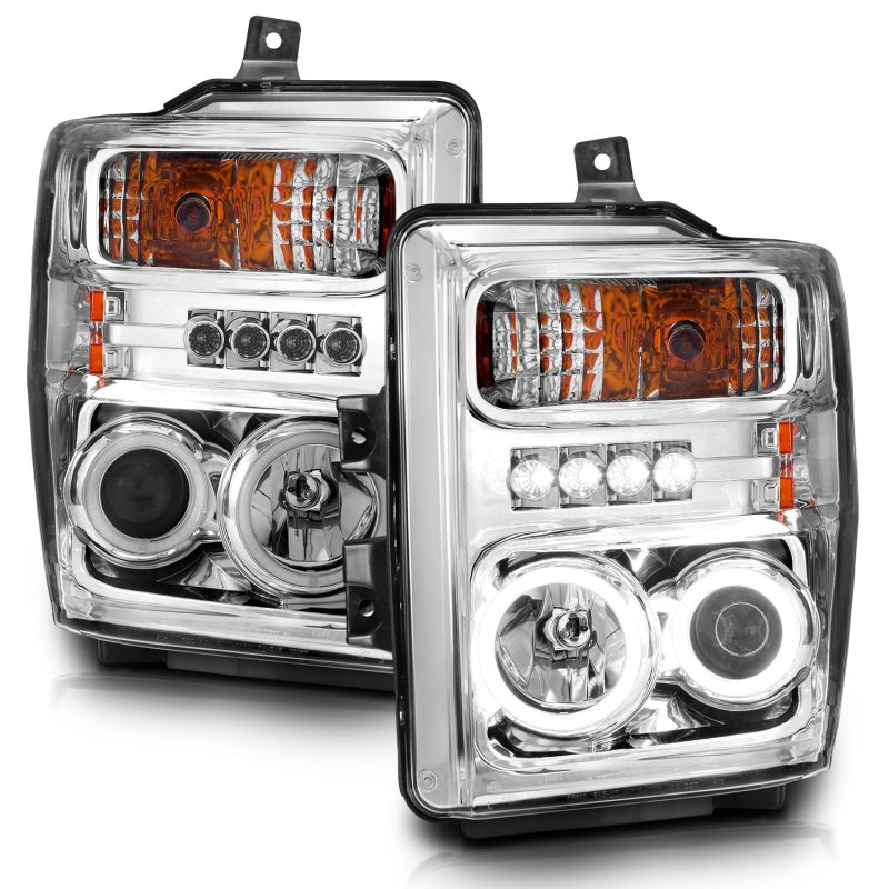 ANZO 2008-2010 Ford F-250 Projector Headlights w/ Halo Chrome (CCFL) - 111167-C-Dub Tech