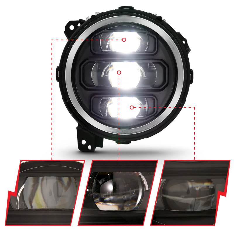 ANZO 2018-2019 Jeep Wrangler Full Led ProjectorH.L Black - 111466-C-Dub Tech