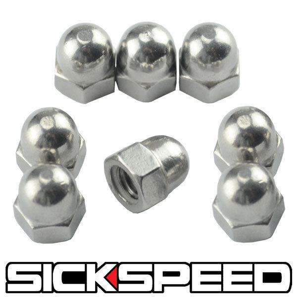 8 PC STAINLESS STEEL VALVE COVER ACORN STYLE CAPS/NUTS SET/KIT-C-Dub Tech