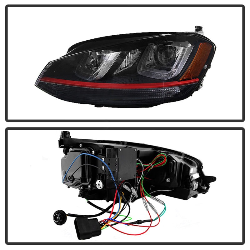 Spyder Volkswagen Golf VII 14-16 Projector Headlights DRL LED Red - 5080592