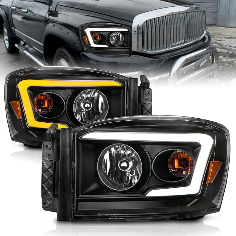 Anzo 06-09 Dodge RAM 1500/2500/3500 Headlights Black Housing/Clear Lens (w/Switchback - 111526-C-Dub Tech