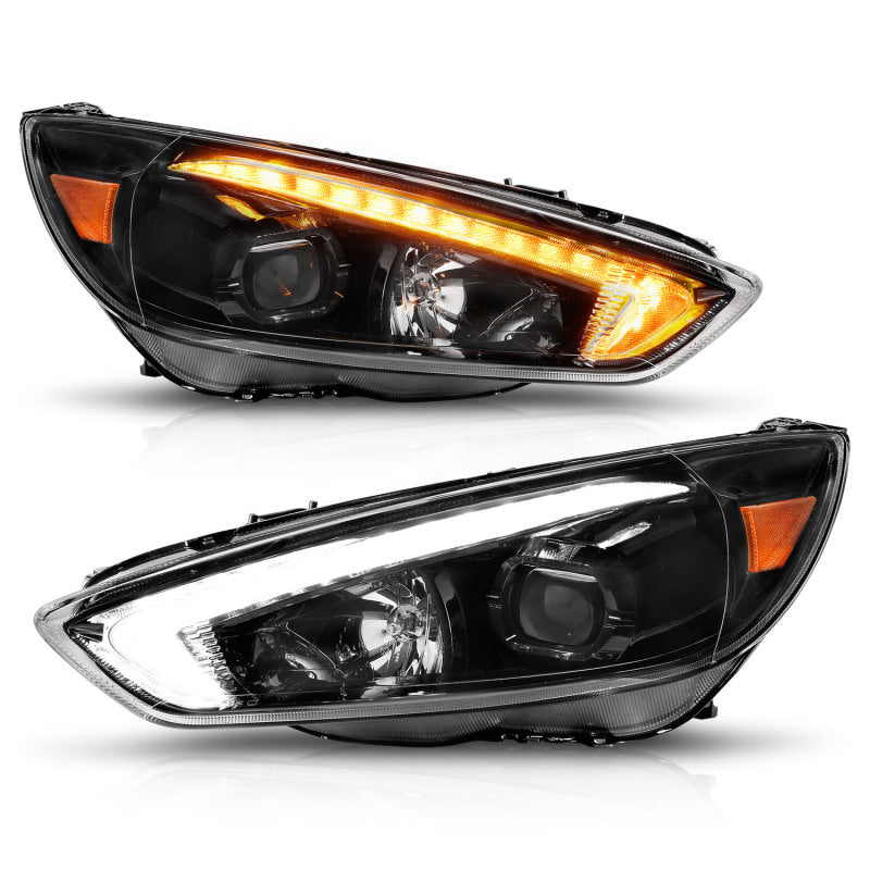 ANZO 15-18 Ford Focus Projector Headlights - w/ Light Bar - 121564-C-Dub Tech