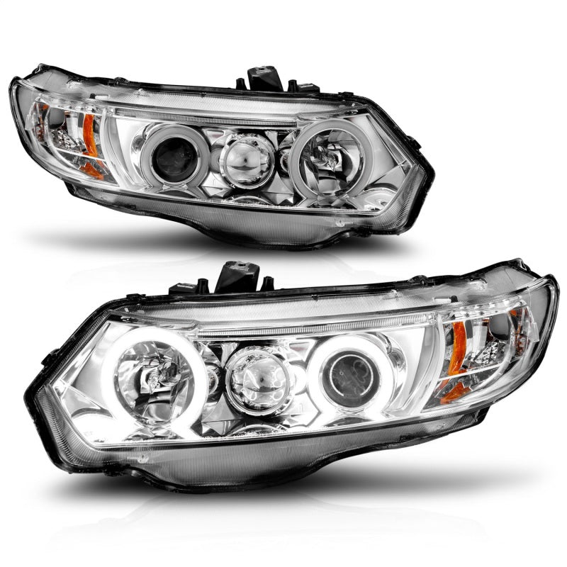 ANZO 2006-2011 Honda Civic Projector Headlights w/ Halo Chrome (CCFL) - 121061-C-Dub Tech