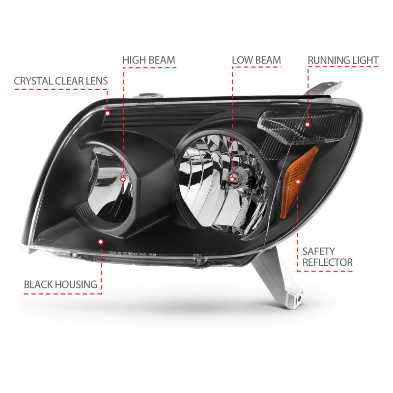ANZO 2003-2005 Toyota 4Runner Crystal Headlights Black - 111394-C-Dub Tech