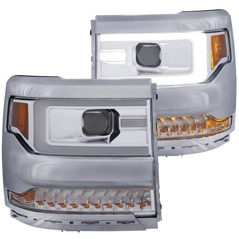 ANZO 16+ Chevy Silverado 1500 Projector Headlights Plank Style Chrome - 111376-C-Dub Tech