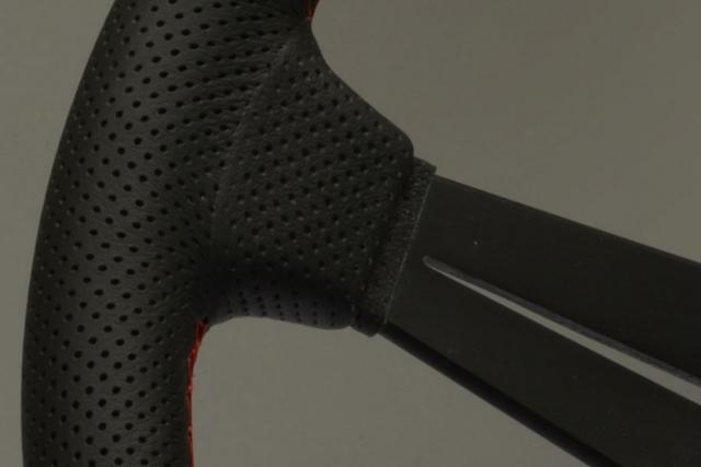 Nardi Deep Corn Sport Rally - 350mm (Black Perforated Leather / Red Stitch)