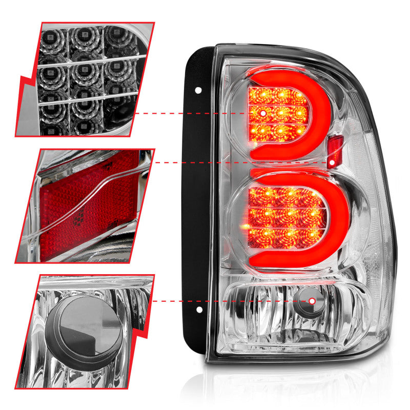 ANZO 2002-2009 Chevrolet Trailblazer LED Tail Lights w/ Light Bar - 311373-C-Dub Tech