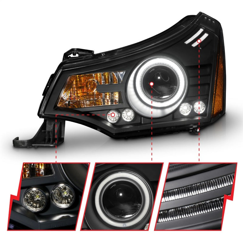 ANZO 2008-2011 Ford Focus Projector Headlights Black - 121272-C-Dub Tech