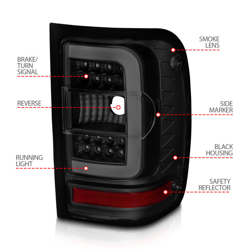 ANZO 01-11 Ford Ranger LED Taillights - Black Housing w/ - 311391-C-Dub Tech