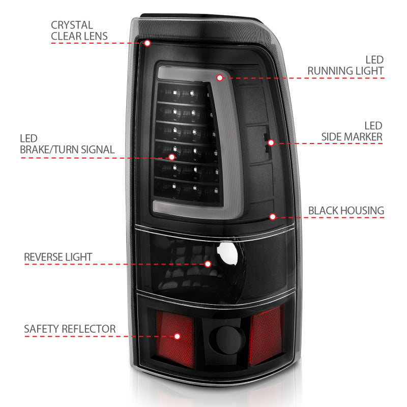 ANZO 2003-2006 Chevy Silverado 1500 LED Taillights Plank Style Black - 311333-C-Dub Tech