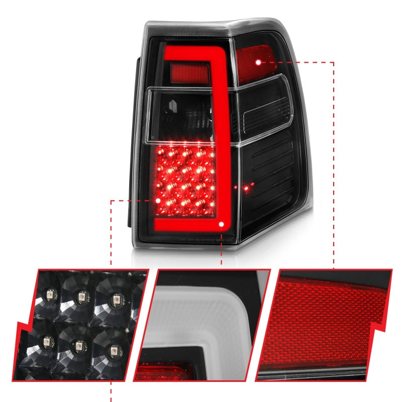 ANZO 07-17 Ford Expedition LED Taillights w/ Light Bar Black - 311408-C-Dub Tech