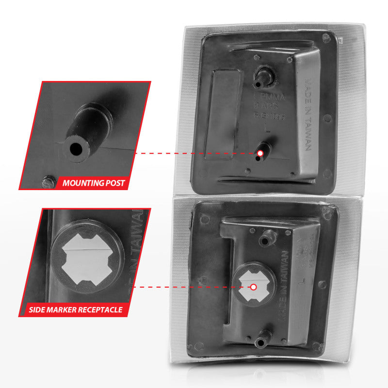 ANZO 1994-1998 Chevrolet Blazer Corner Lights Black Housing Clear Lens - 521042-C-Dub Tech