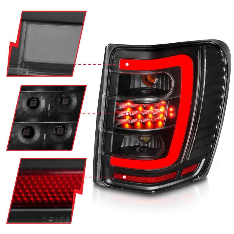 ANZO 1999-2004 Jeep Grand Cherokee LED Tail Lights w/ Light - 311394-C-Dub Tech