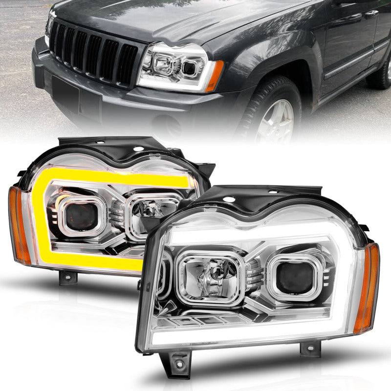 ANZO 05-07 Jeep Grand Cherokee Projector Headlights - w/ Light - 111544-C-Dub Tech