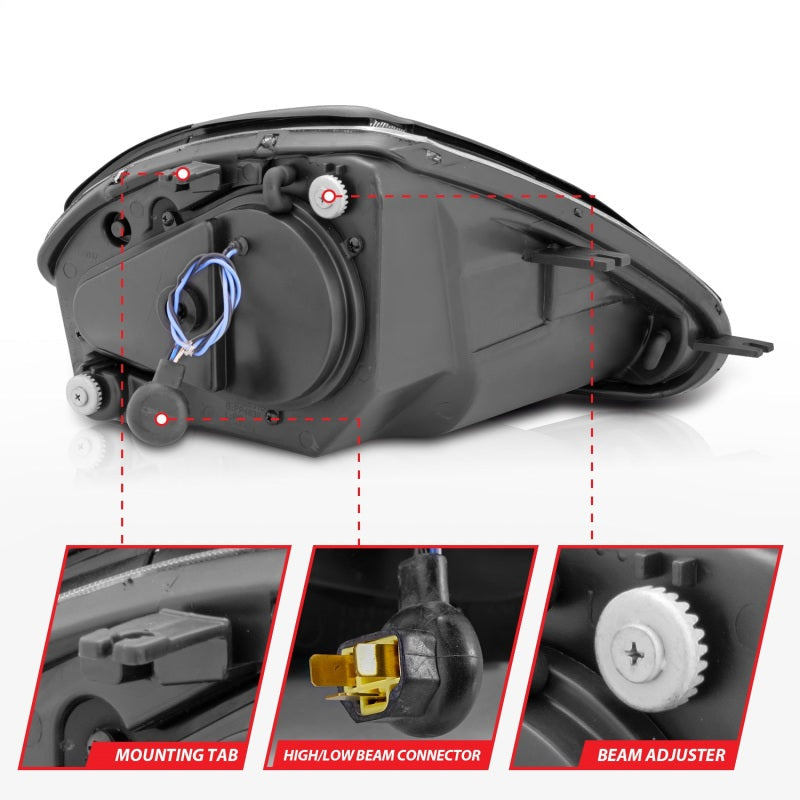 ANZO 2000-2005 Mitsubishi Eclipse Projector Headlights w/ Halo Black - 121332-C-Dub Tech