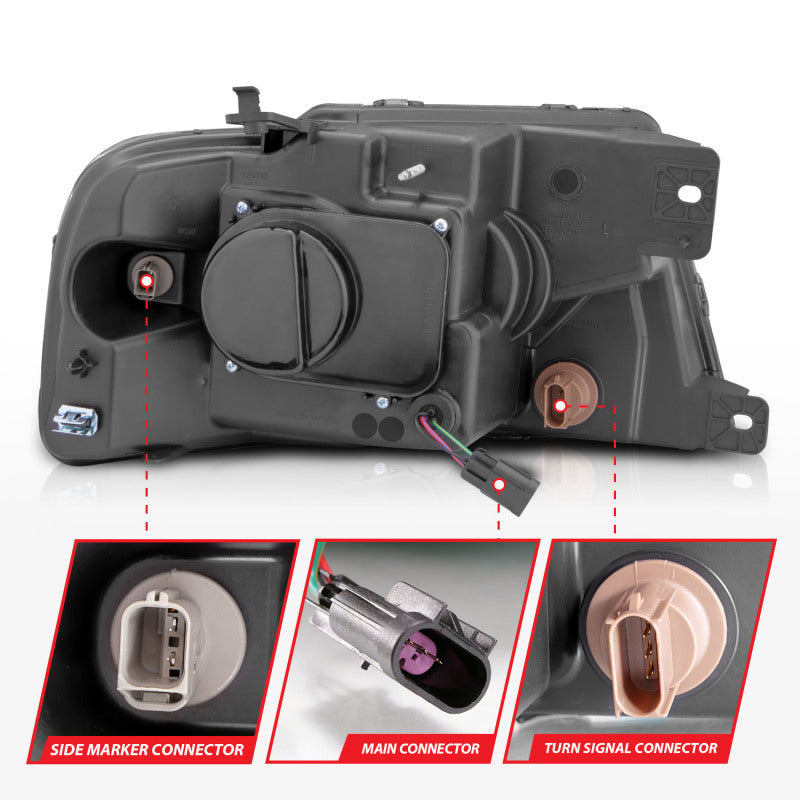 ANZO 2004-2008 Ford F-150 Projector Headlights w/ Light Bar Chrome - 111542-C-Dub Tech