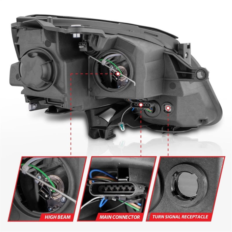 ANZO 2007-2012 GMC Acadia Projector Headlights Balck Housing - 111530-C-Dub Tech
