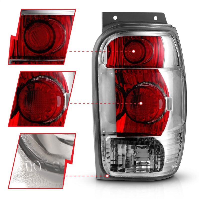 ANZO 1998-2001 Ford Explorer Taillights Chrome - 211082-C-Dub Tech